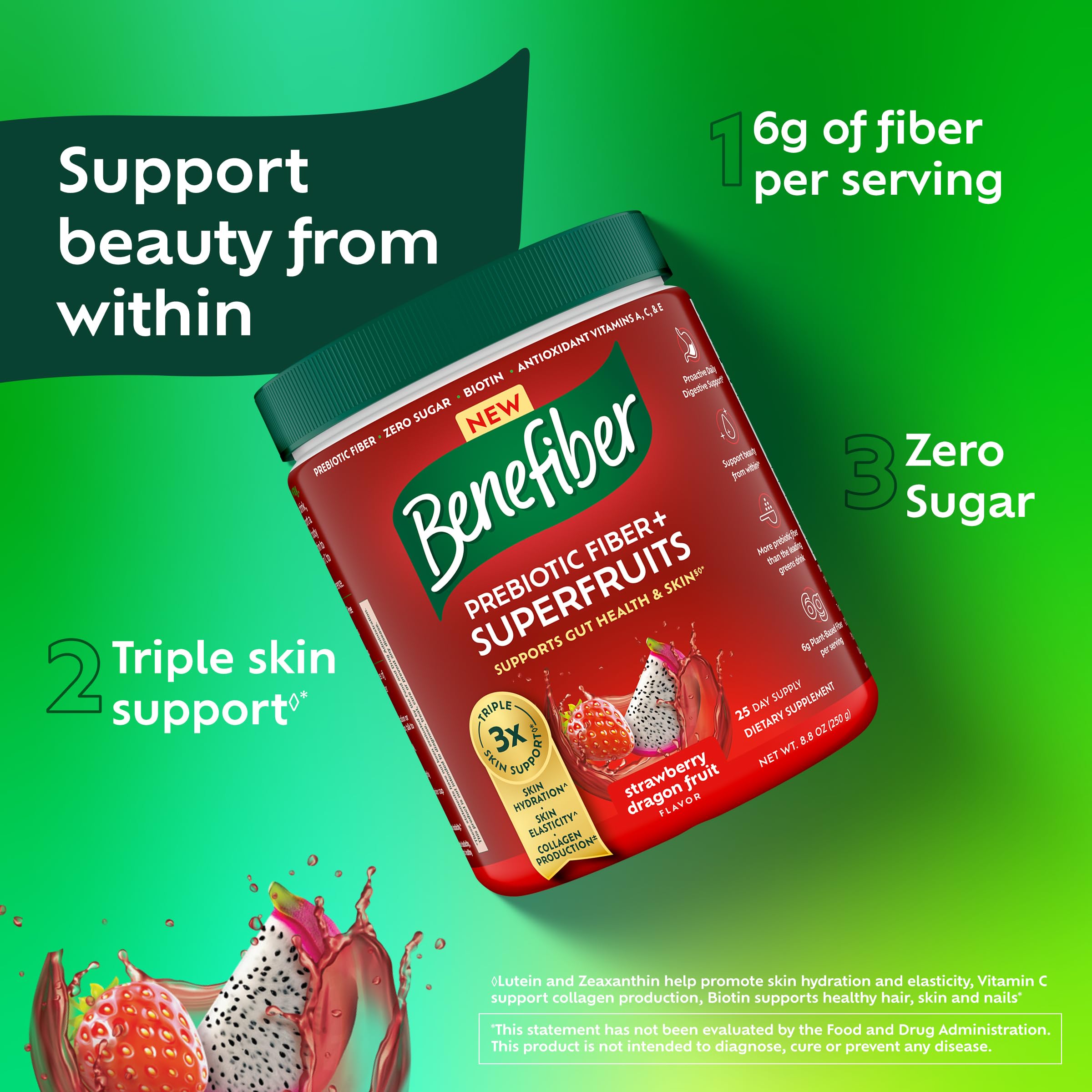Benefiber Prebiotic Fiber + Superfruits, Strawberry Dragon Fruit, 8.8 oz — Amazon image 5