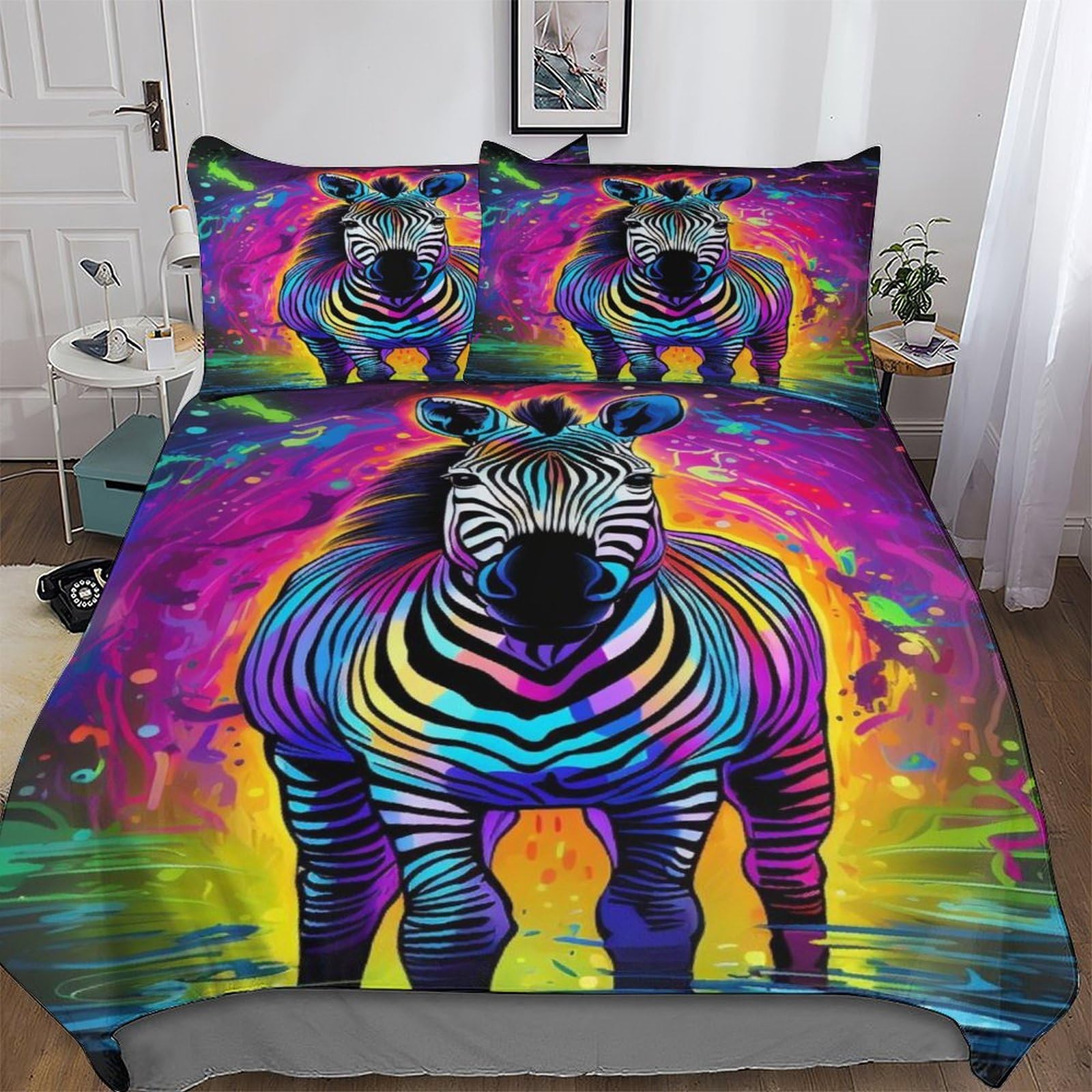 Housse de couette zèbre parure de lit 3 pièces de qualité supérieure en microfibre douce