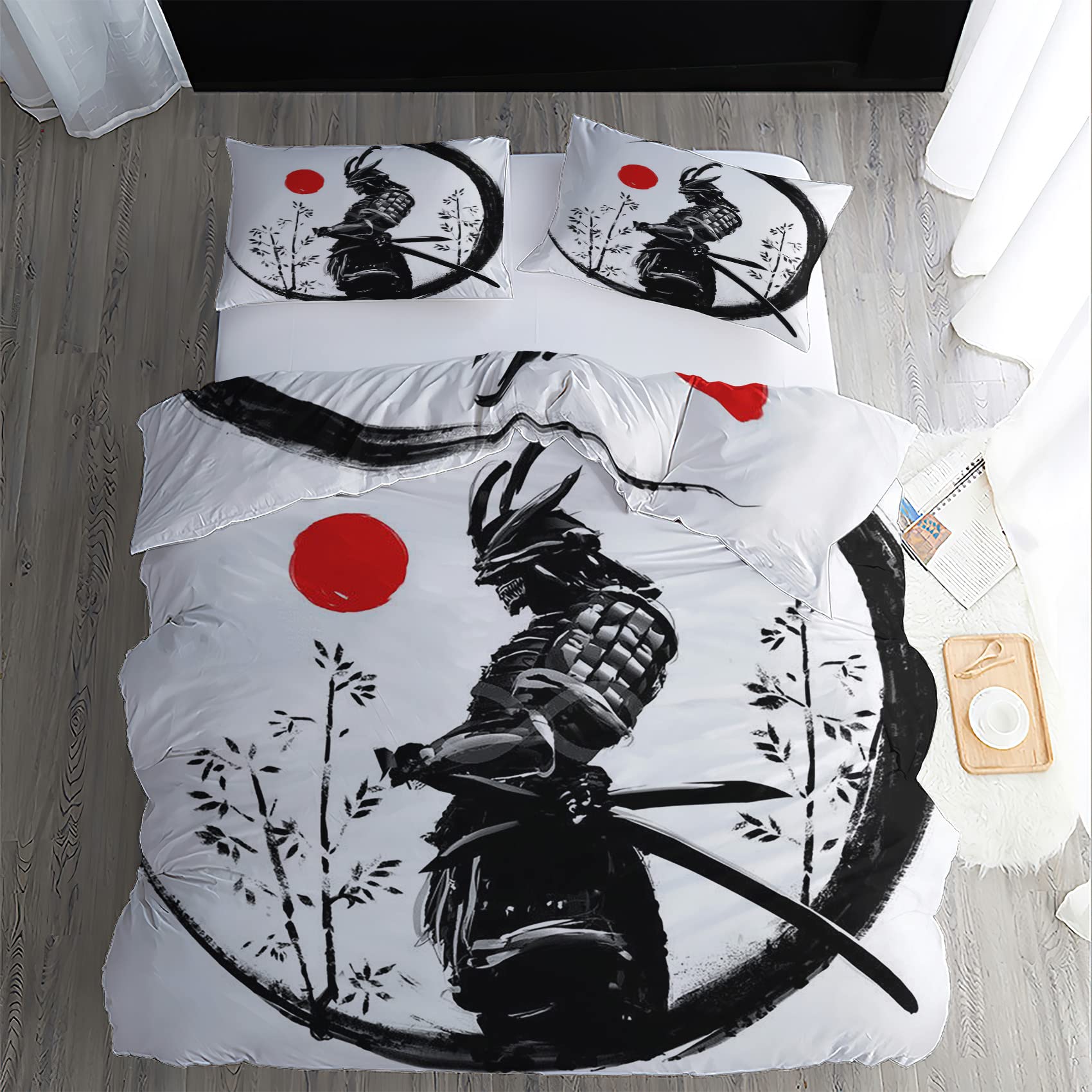 Set Copripiumino Matrimoniale Samurai Giapponese: Biancheria Letto In Microfibra Morbida, Stampa 3D - 2