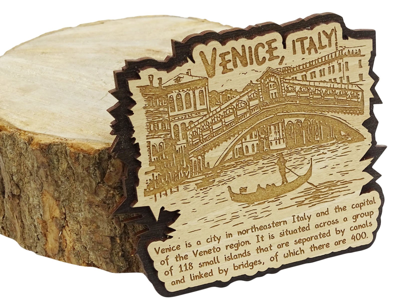 Magnete Frigorifero Souvenir Venezia In Legno Inciso - Monumenti Italia - Regalo Ricordo Viaggio 9x10cm
