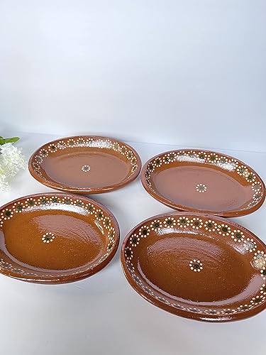 Miniatura 5 de Mexican Plates Clay 10 Inches Oval 6,4,2 Plates Set Traditional Design Entree Plates Mexico Plate (Set of 2)