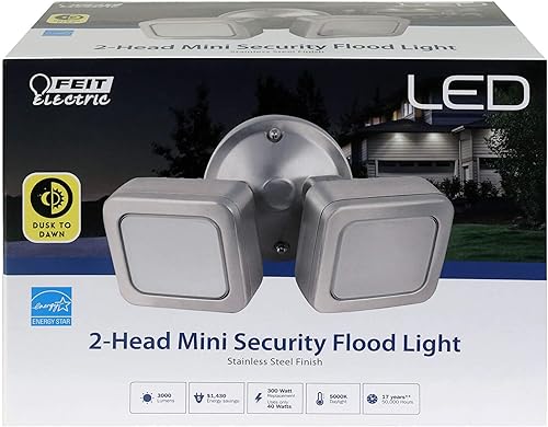Vista 5 de Feit Electric - Lámpara LED de seguridad para exteriores, del atardecer al amanecer Cabeza única Inoxidable Grande