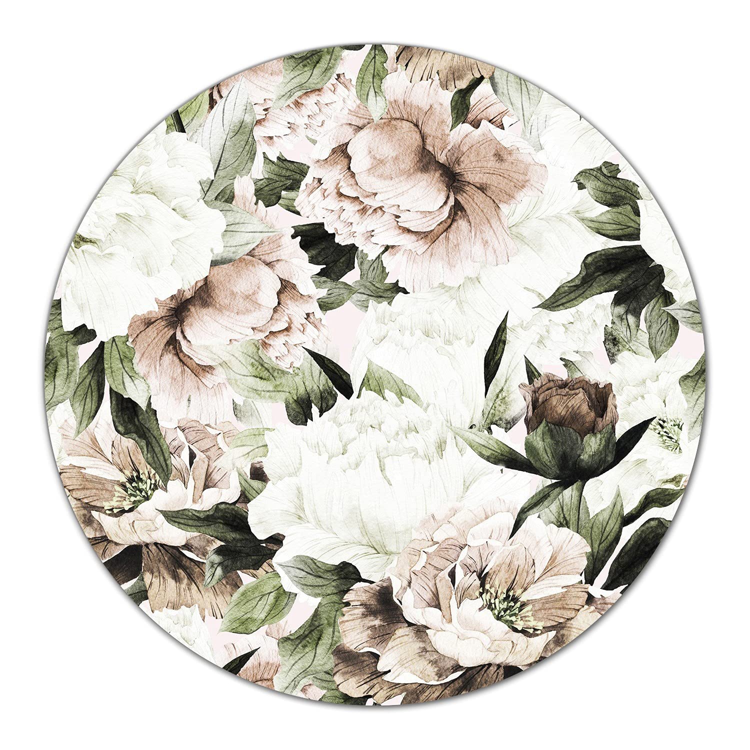 Coloray Planche À Découper Protection Plaque Tapis de Découpe Rond ⌀ 40 cm Induction Cuisson Verre Trempé - Couverture pivotement pivotement bouquet de blush floral floral