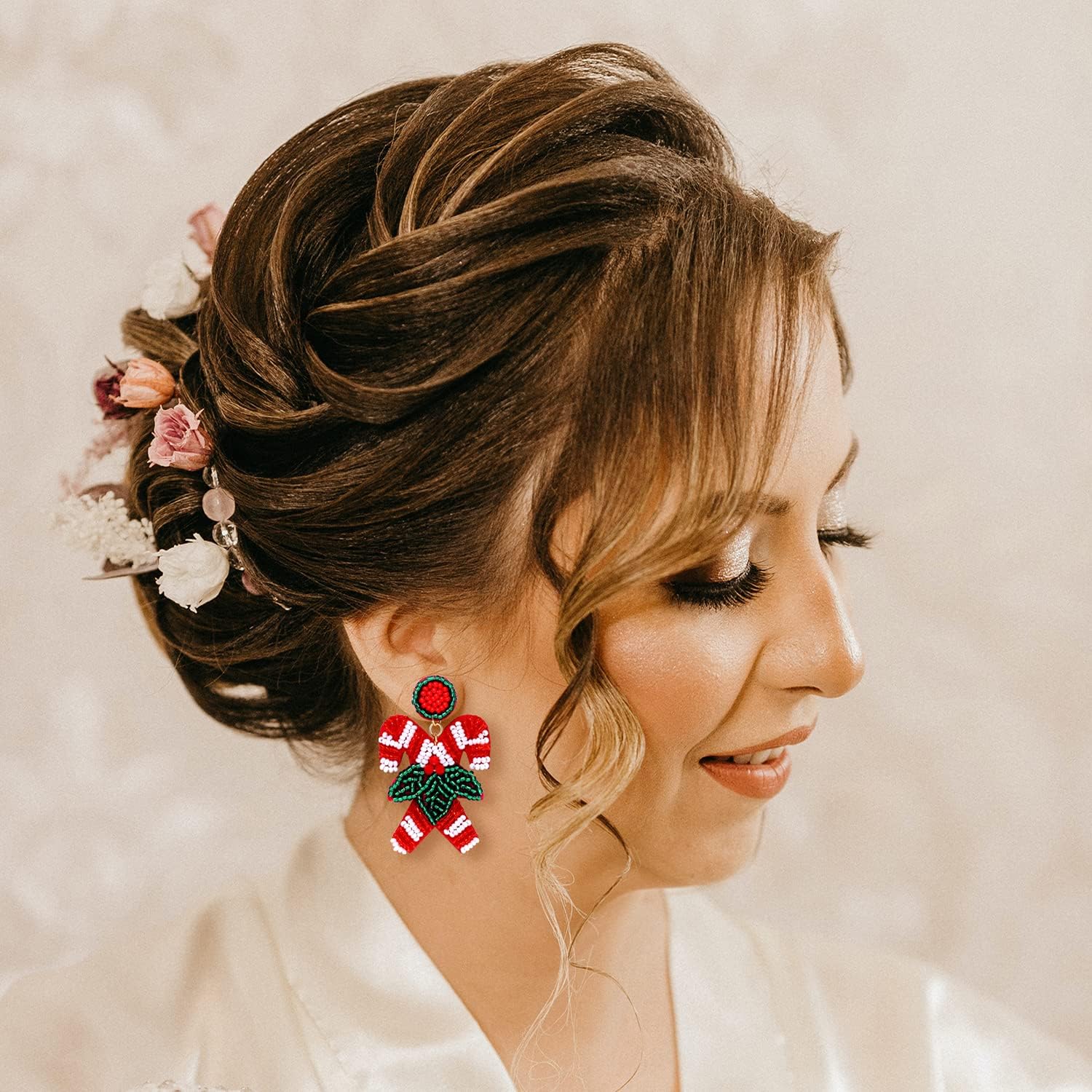 Christmas Earrings for Women Christmas Bead Dangle Earrings Bohemia Handmade Colorful Seed Beaded Drop Earrings Christmas Gifts for Women - Image 2