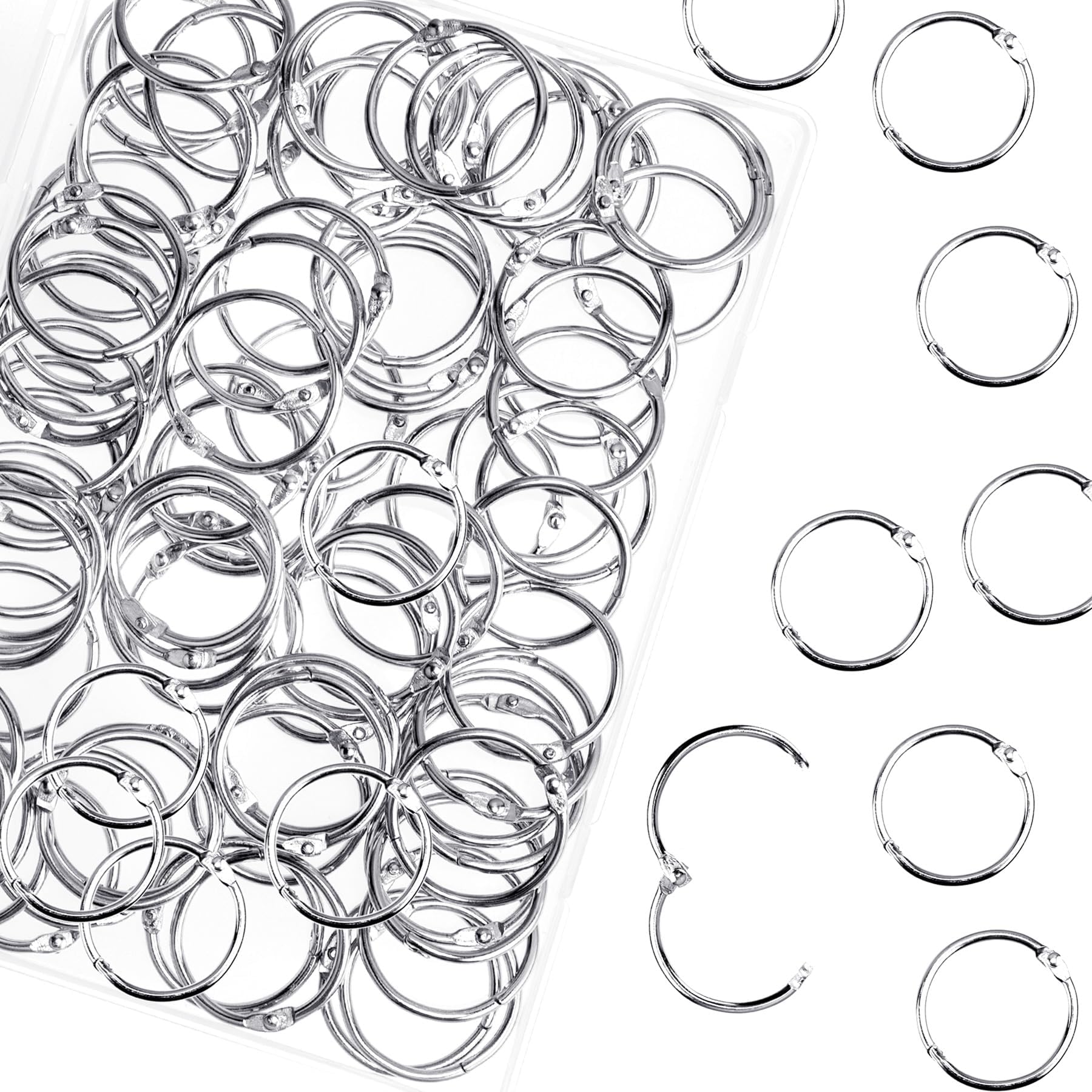 HAUTOCO 100 Pcs Loose Leaf Binder Rings, 0.75 Inch Nickel Plated Metal Binder Rings, Office Book Rings Keychain Key Rings for School Home Index Cards