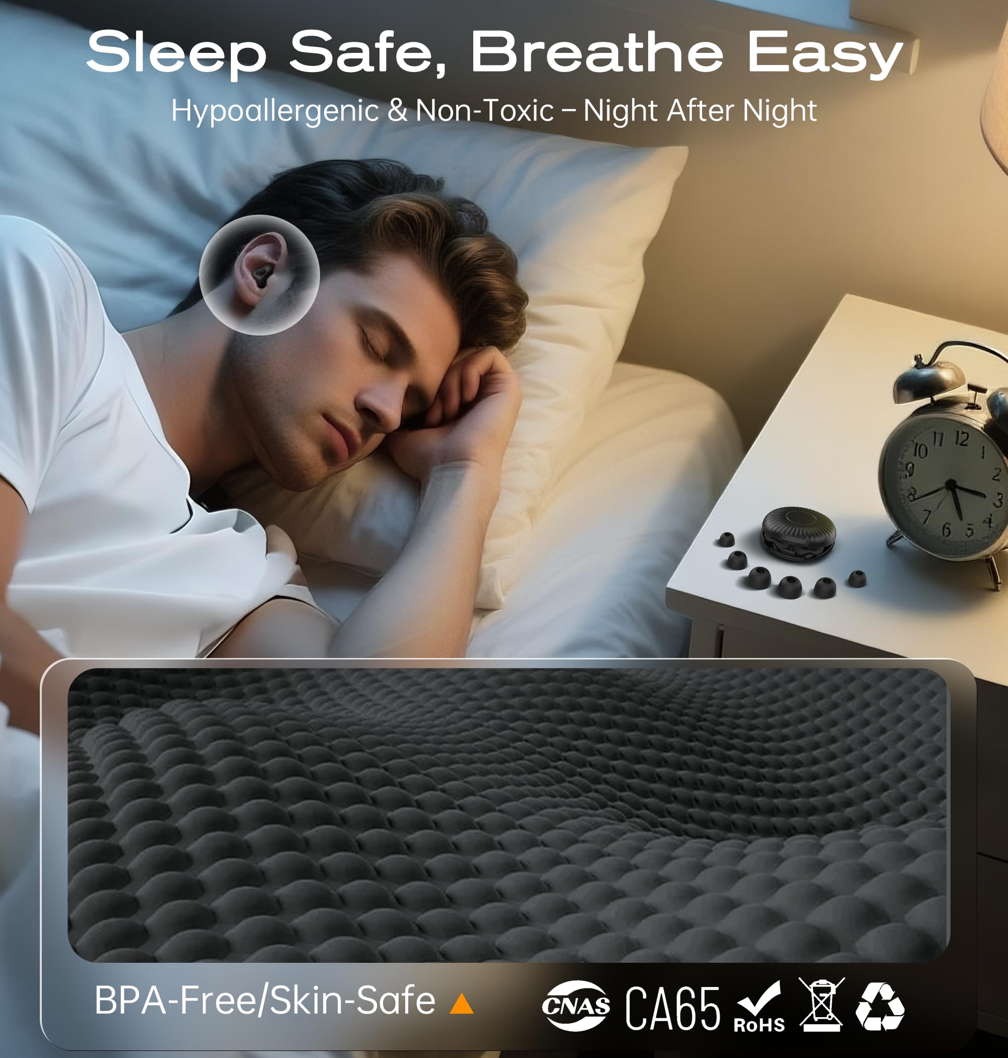 Ear Plugs for Sleeping Noise Cancelling, Soft Silicone Earplugs for Side Sleepers, 45dB Reusable Noise Reduction Ear Plugs with 8 Ear Tips, Hearing Protection for Concerts and Travel