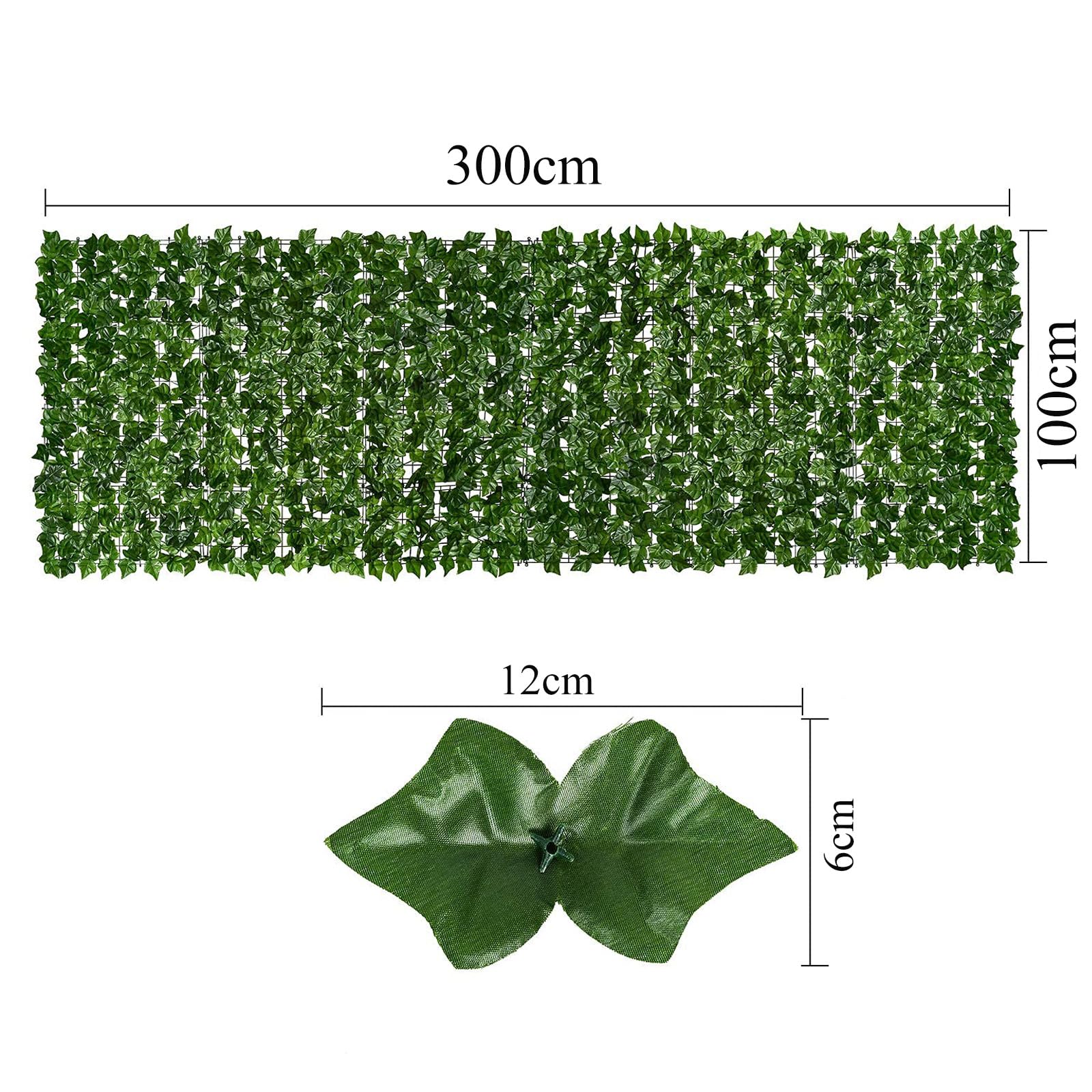 LEVESTE Fausse haie pour clôture, 300 x 100 cm, clôture de Jardin extérieur, Brise-Vue Balcon, Couverture de Garde-Corps de Balcon, Maille avec Fausses Feuilles d'extérieur, 40 Colliers Verts offerts