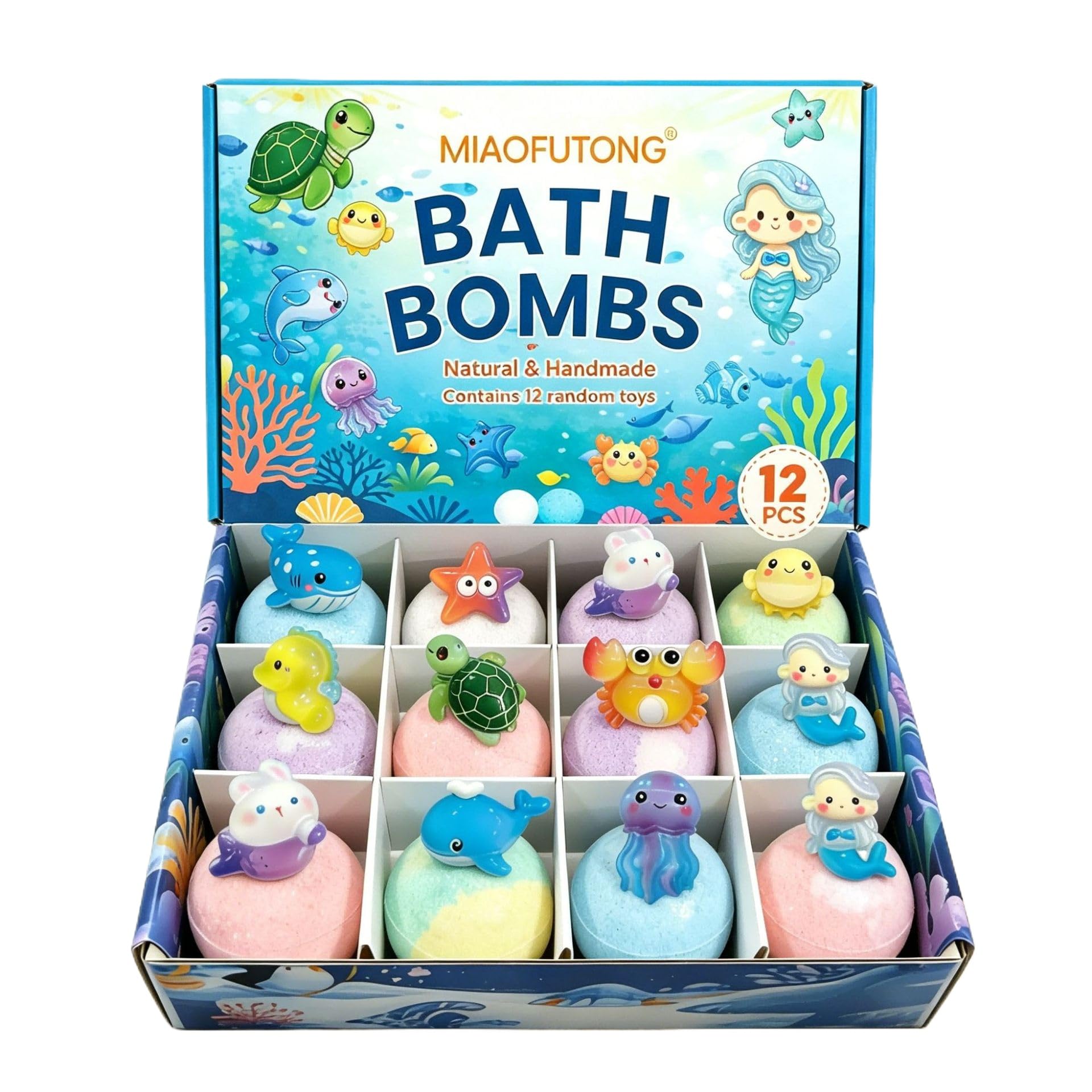 PlayFizz - Easter Surprise Bath Bombs WITH TOYS for KIDS 1 Box – 12 Pieces(1 Box – 12 Pieces)