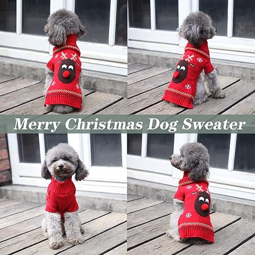Miniatura 2 de Suéter de Navidad para perro, ropa fea de Navidad para cachorros, disfraz de gato de punto cálido, ropa para mascotas de renos pequeños, medianos y