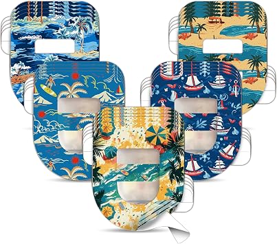 Omnipod 5 Overpatches Waterproof, Amolyfe 20 Pack Pod Pals Omnipod 5 Adhesive Overlay Patches with Stretchable Strap, Breathable and Hypoallergenic, Long-Lasting Medical Adhesive Beach