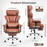BESTFAIR Ergonomic Office Chair with Footrest, Wide Seat Big and Tall Desk Chair, 400 LBS Leather Executive Office Chair with Lumbar Support, Comfy Computer Gaming Chair for Adults, Brown