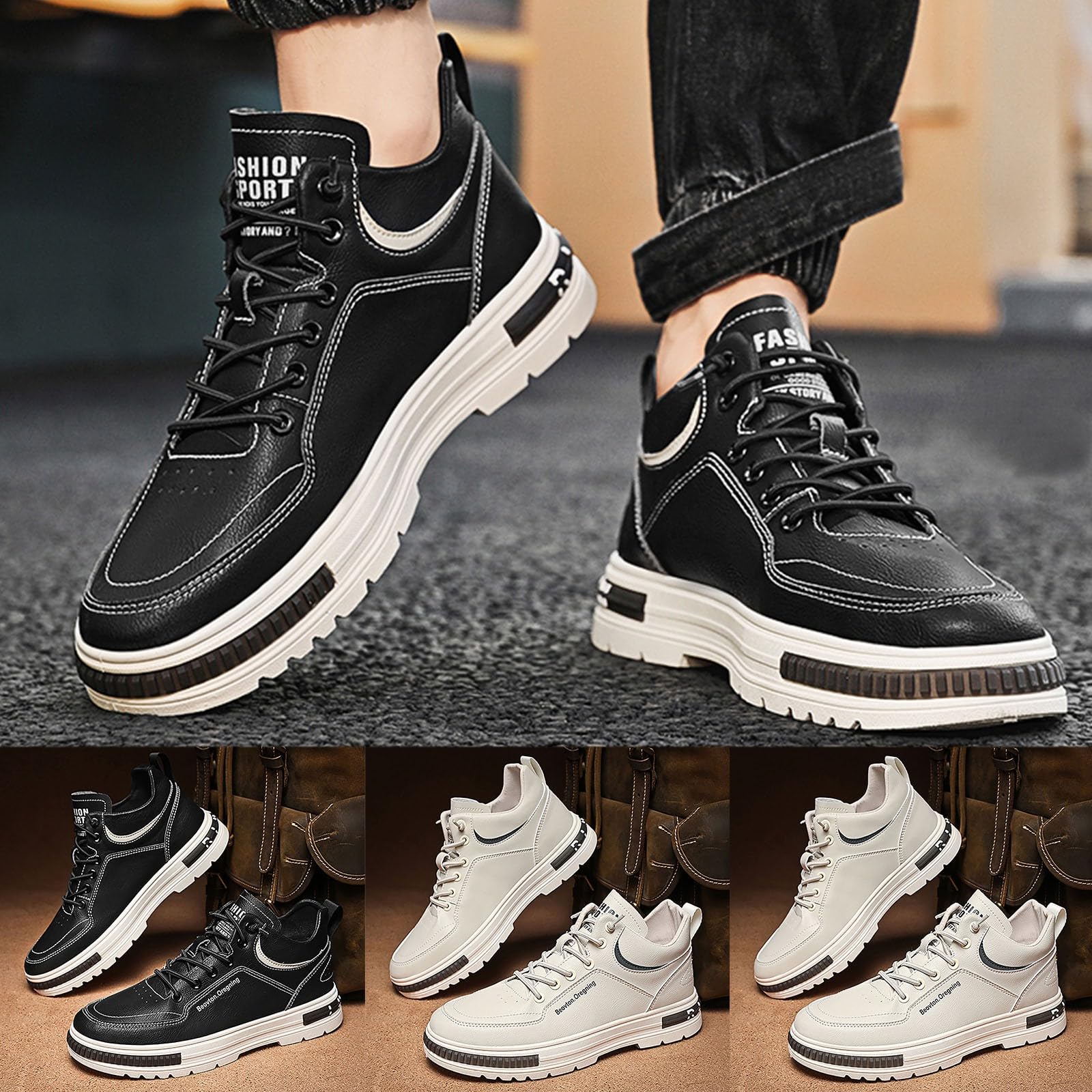 Freizeitschuhe Herren Leicht， Sommerschuhe Dicke Sohle Mit