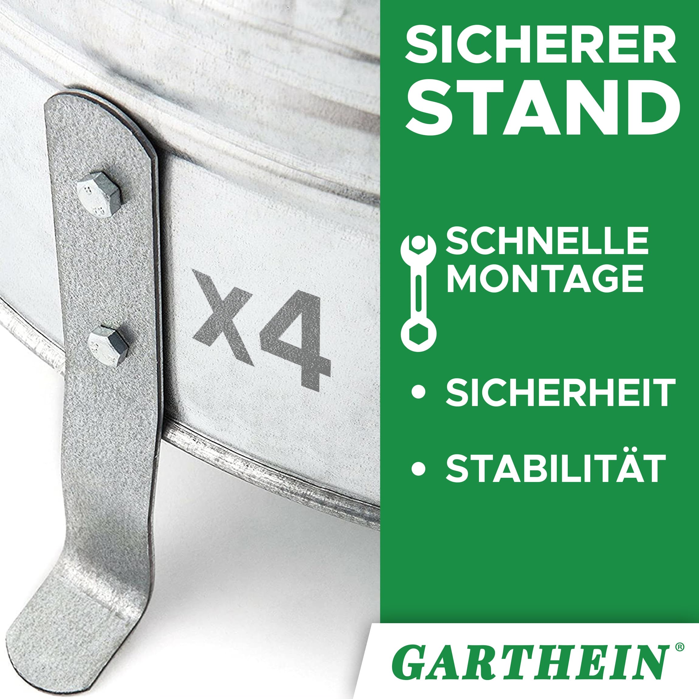 GARTHEIN 90 Liter Große Feuertonne für den Gartenabfall mit Deckel in Silber, Metallfass verzinkt, Feuer Verbrennungstonne für Laub, Gartenarbeit, Feuerschale mit Deckel, Terrassenofen, Feuerkorb
