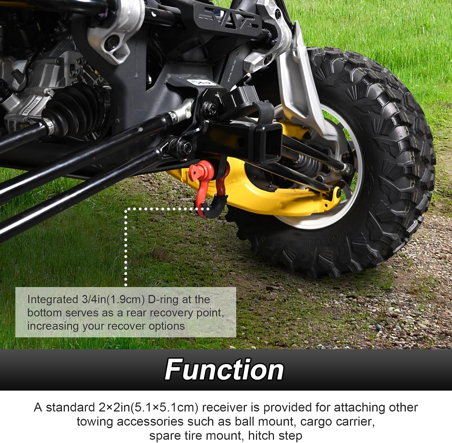 2” Rear Receiver Trailer Hitch No Drill Compatible with Can Am Maverick R/Max All Models 2024-2026