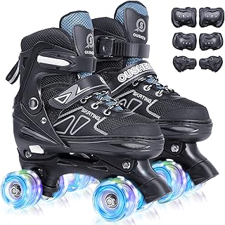 CELETOY Kids Roller Skates, Adjustable Size Girl Roller Skates for Kids Beginner, Toddlers Roller Skate with 8 Light Up Wheels, Outdoor Roller Skating for Boys, Girls, Skating Shoes for Ages 3-12