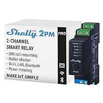 Shelly Pro 2PM, Wi-Fi & LAN Interruttore Intelligente Relé Bifase – 2 Canali, 25А, Monitora il Consumo di Energia, Controllo Remoto e Automazione, per Guida DIN, Nessun Hub Richiesto, Alexa, Google