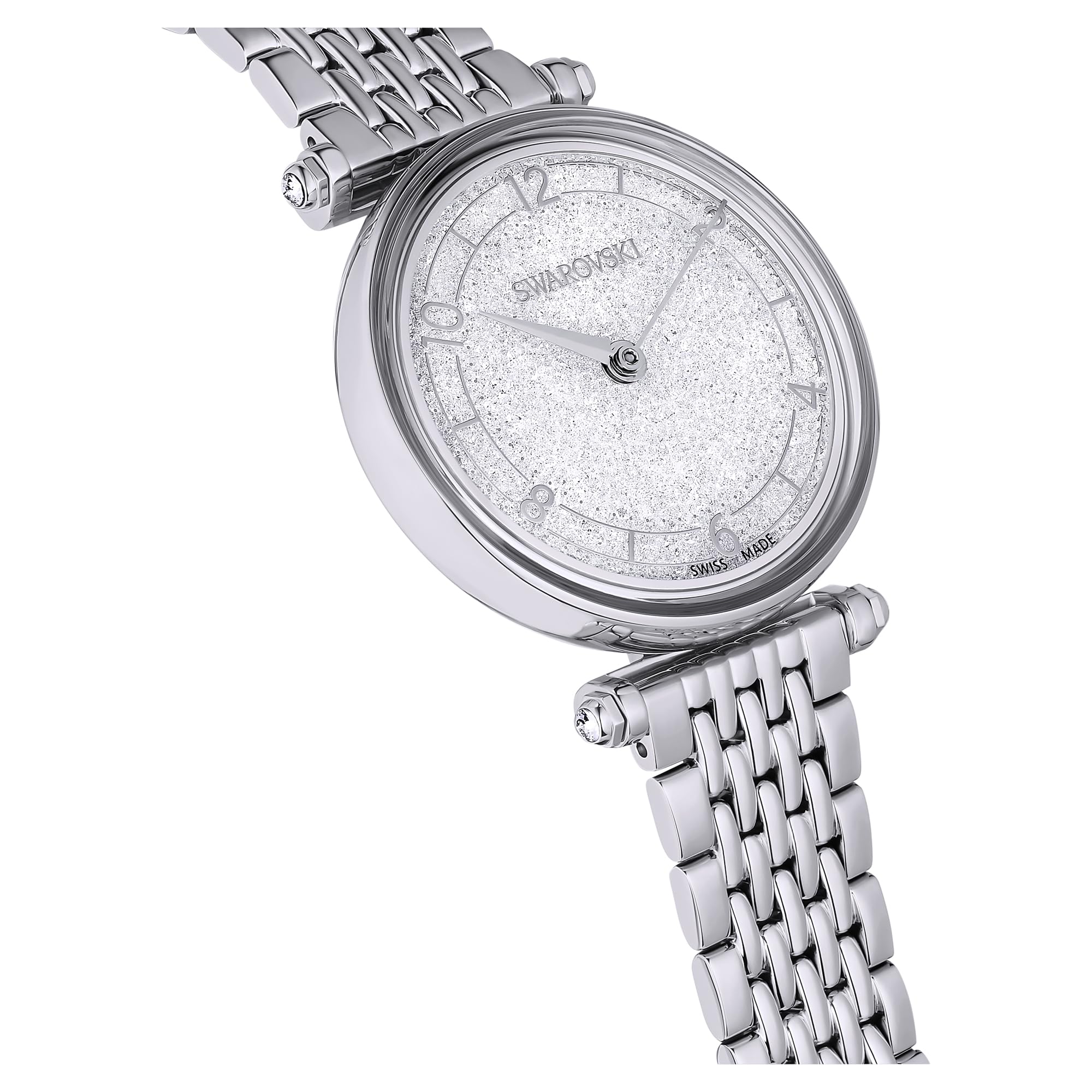 Swarovski Crystalline Wonder Uhr, Silberfarbene Damenuhr mit Edlem Zifferblatt mit Swarovski Kristallen und Verstellbarem Metallarmband
