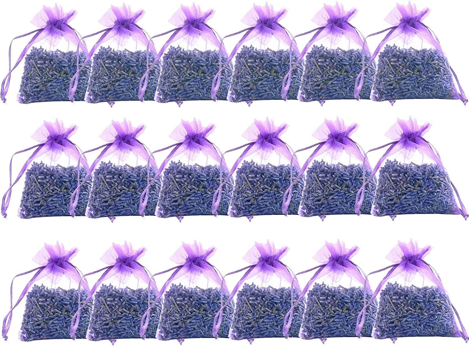 18 Pieces French Dried Lavender Sachet, Lavender Flower Bags Long Lasting Fresh Scents, Lavender Buds, for Clothes Storage Drawers and Closets Home