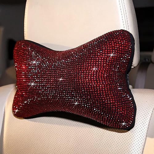 Miniatura 7 de Paquete de 2 almohadas brillantes para reposacabezas de automóvil para asiento de conducción, cristales de apoyo para el cuello del automóvil,