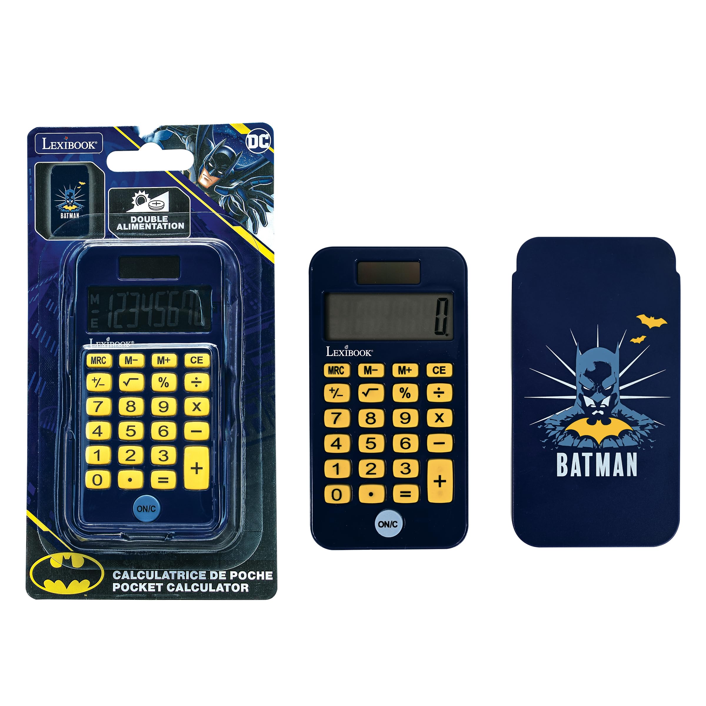 Lexibook, Batman, 8-digit pocket calculator with Batman protective cover, Black Yellow, C45BAT