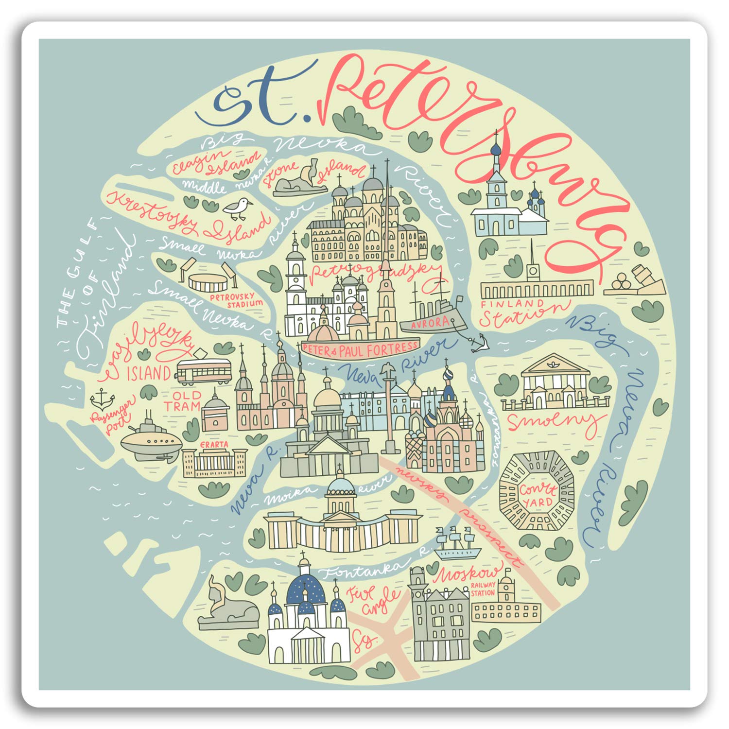 Destinationvinyl Multi 2 X 10Cm St Petersburg Map Vinyl Stickers - Russia Travel Sticker Luggage #17317 (10Cm Wide)