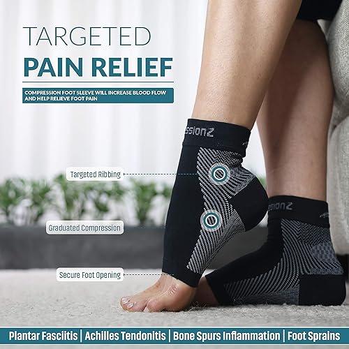 Miniatura 2 de Mangas para pie (1par) los mejores calcetines de compresión para fascitis plantar para hombres y mujeres, soporte de arco talóntobillo calcetín,