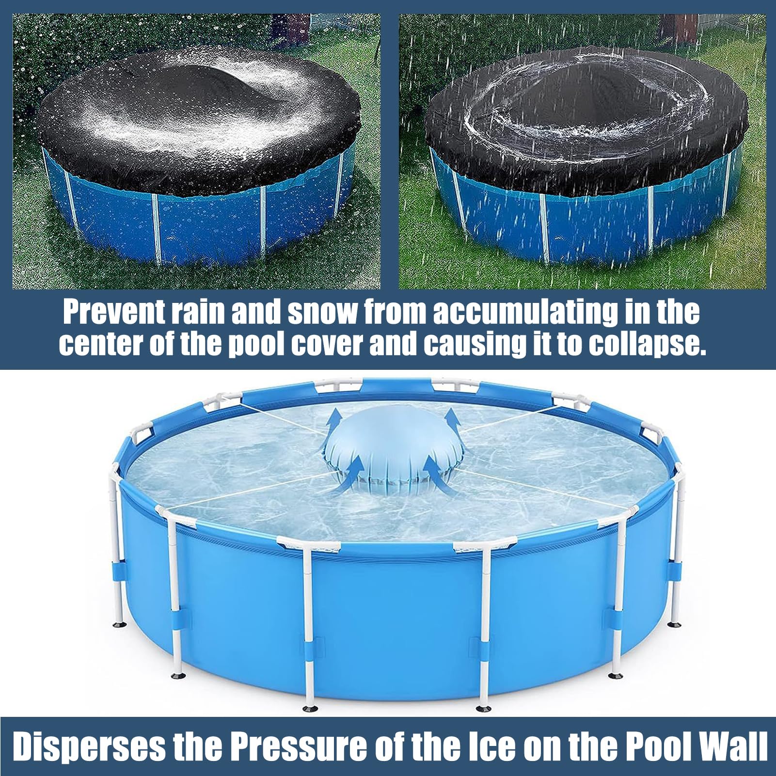Byhsoep Cojín de aire para piscina, accesorio de invierno, 80 x 80 cm, cojín de aire para piscina de invierno XXL, cojín de piscina de invierno, redondo, 360 cm, protector de invierno engrosado 0,6 mm