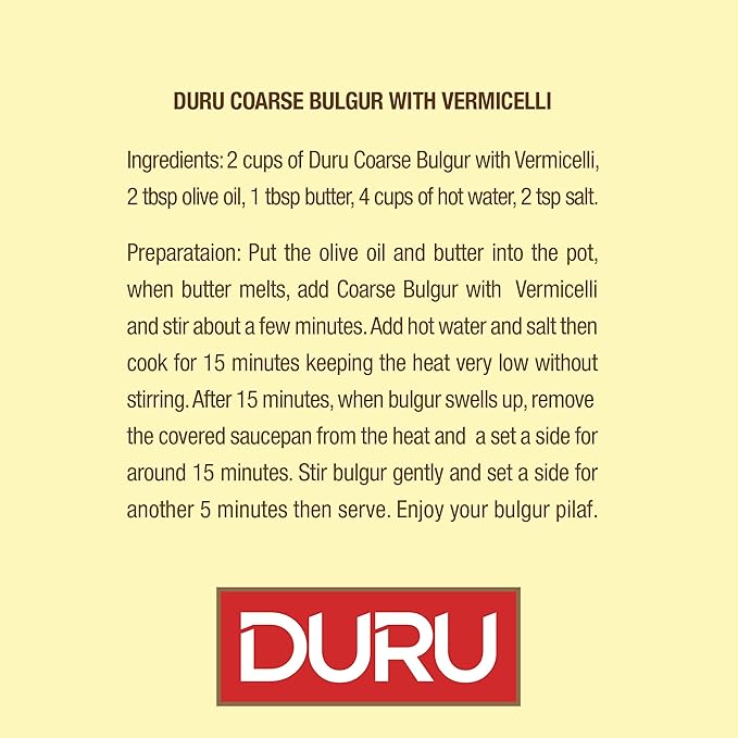 Bulgur Grueso Duru con Fideos, 1000g, Trigo, Natural, Alto en Fibra y Proteína miniatura 4