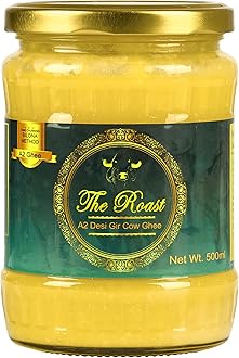 Organic Ghee - A2 Pure Ghee - 100% Desi Gir Cow Ghee - A2 Cow Desi Ghee - Cow Ghee - Vedic Bilona Method - Grass-fed, Cultured & Traditional A2 Ghee - Glass Bottle - Organic cow ghee 500 ML