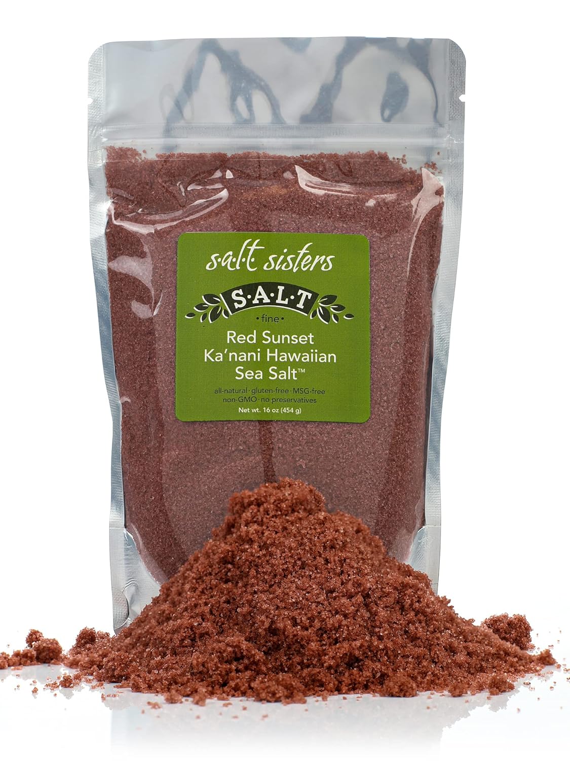 Red Sunset Ka'nani Hawaiian Sea Salt | All-Natural, Gluten Free, MSG Free, Non-GMO | Easily Dissolvable Red Alaea Clay Infused Fine Salt | Versatile Salt for Meat, Fish, Vegetables, and More | 1lb
