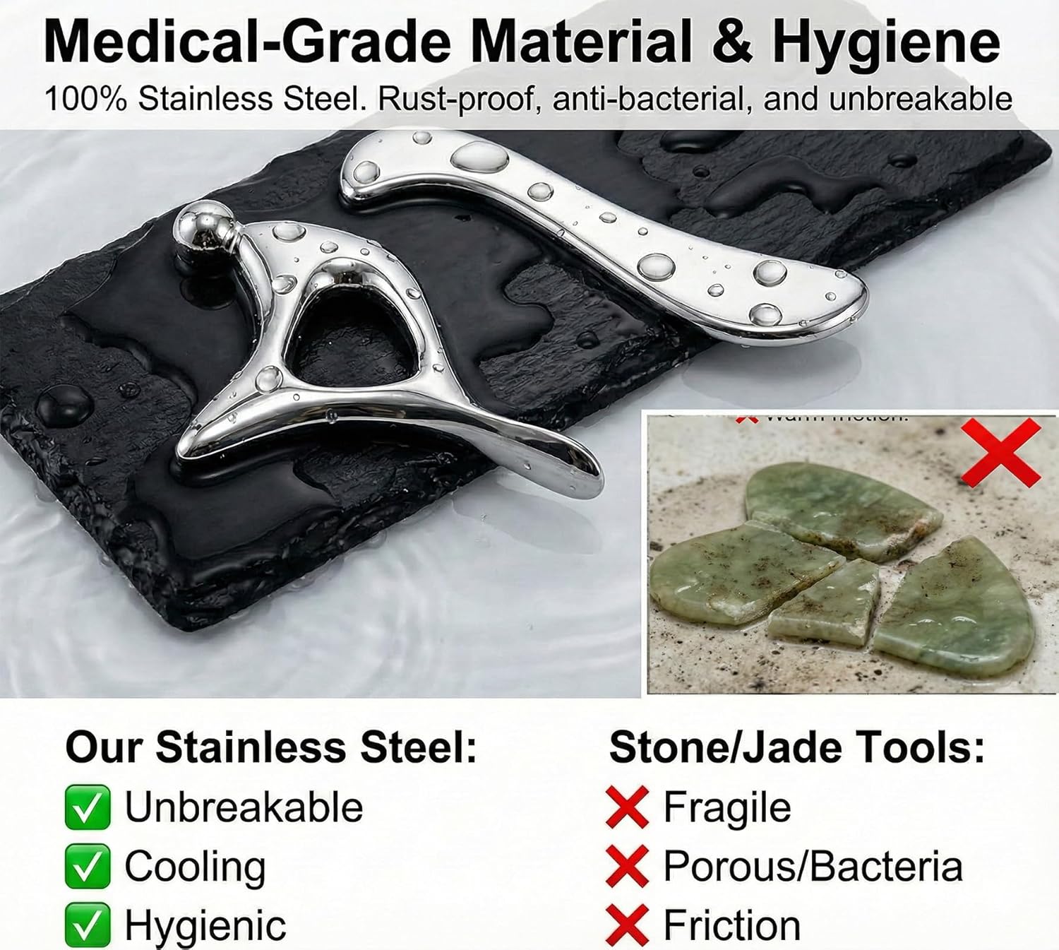Stainless Steel Muscle Scraper Tool Set - 4Pcs Massage Scraper Tool Gua Sha for Myofascial Release, Fascia Release Tools for Deep Tissue Massage, Physical Therapy & Fascia Scrapingr (4Pcs) - Image 5