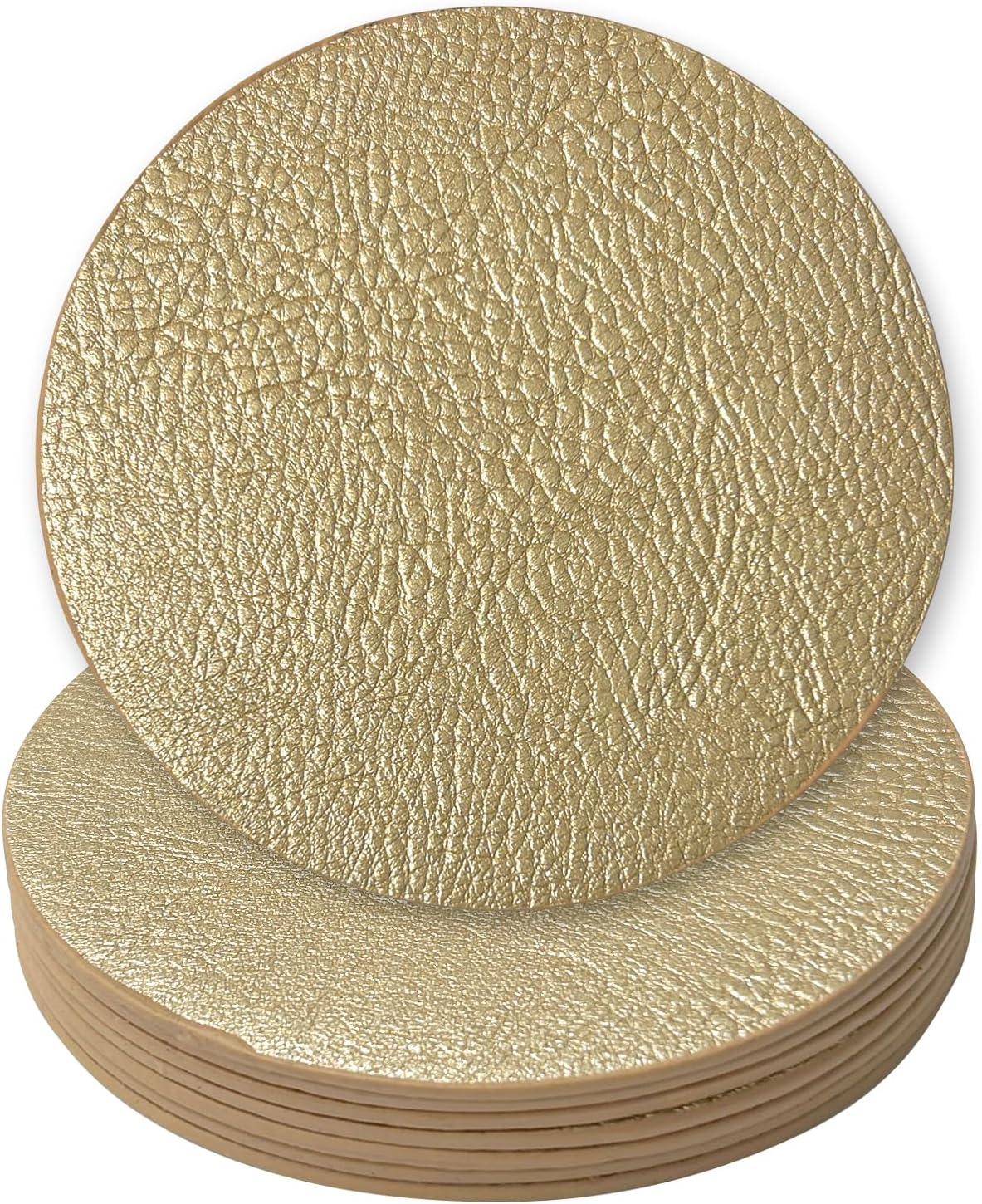 Homewear Set of 8 Faux Leather 4 Inch Round Coasters