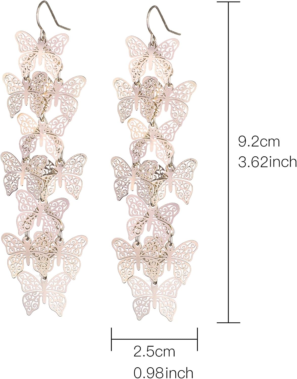 Nicole Miller New York Rosegold Casted Cutout Layered Butterfly Fashion Dangle Earrings