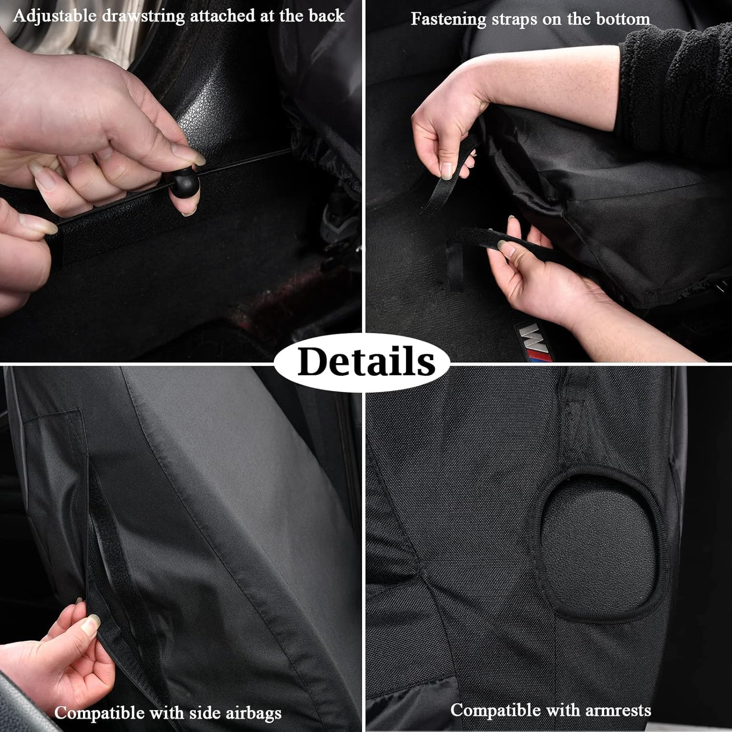 Truckiipa Universal Car Seat Covers Front Pair Oxford Waterproof Automotive Seat Cover Breathable Washable Seat Cover Protector Universal Fit for Car SUV Truck Sedan Vans, Black, 2PCS