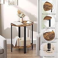 Vista 8 de Side Table, Small End Table Set of 2, Half Round Side Table, Half Moon Table, 2-Tier Narrow Sofa Table, Nightstand with Open Sheleves, Entryway