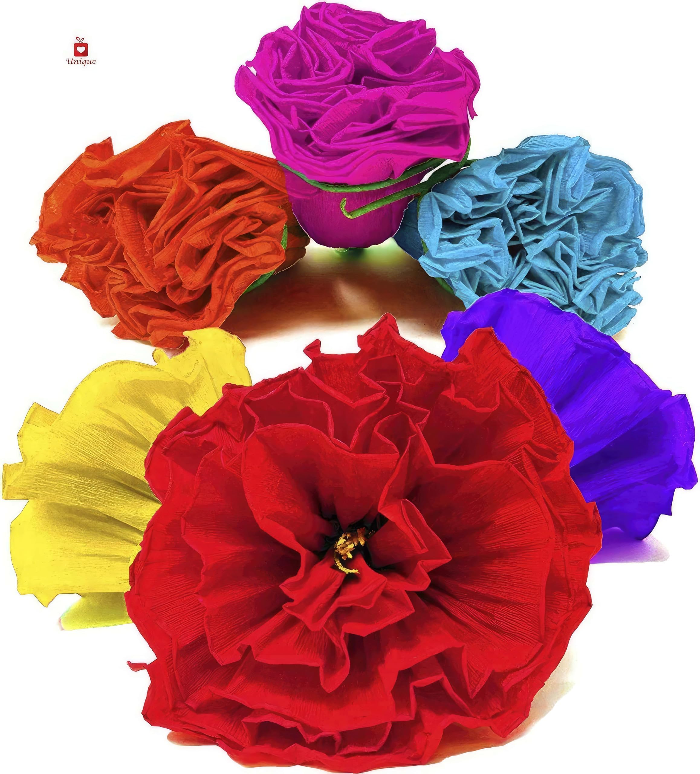 Alondra's Imports Uniquely Handcrafted, Festive Mexican Paper Flowers (Party Decorations, Paper Flowers for Decoration, Flor De Papel para Decoracion) Unique Assorted (6 Pack)
