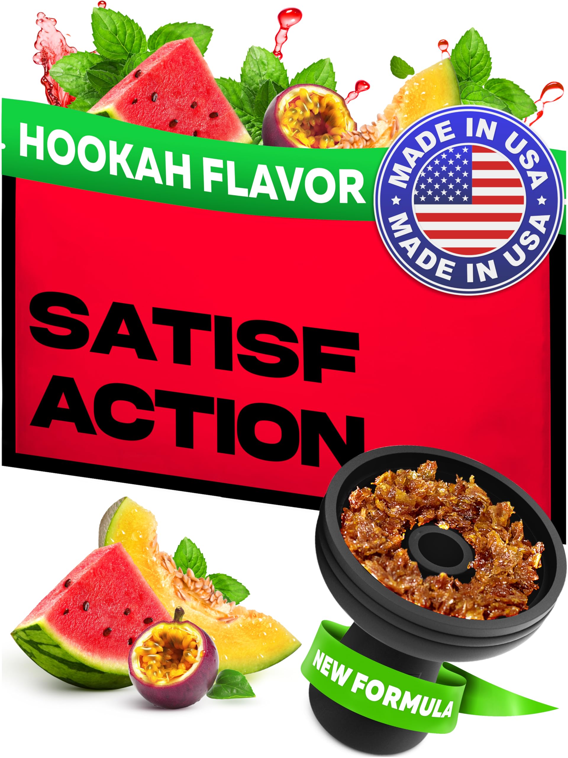 Satisfaction Shisha Hookah Flavors - 3 5 ounce Made In The USA Hookah Tobacco Nicotine Free Sisha -