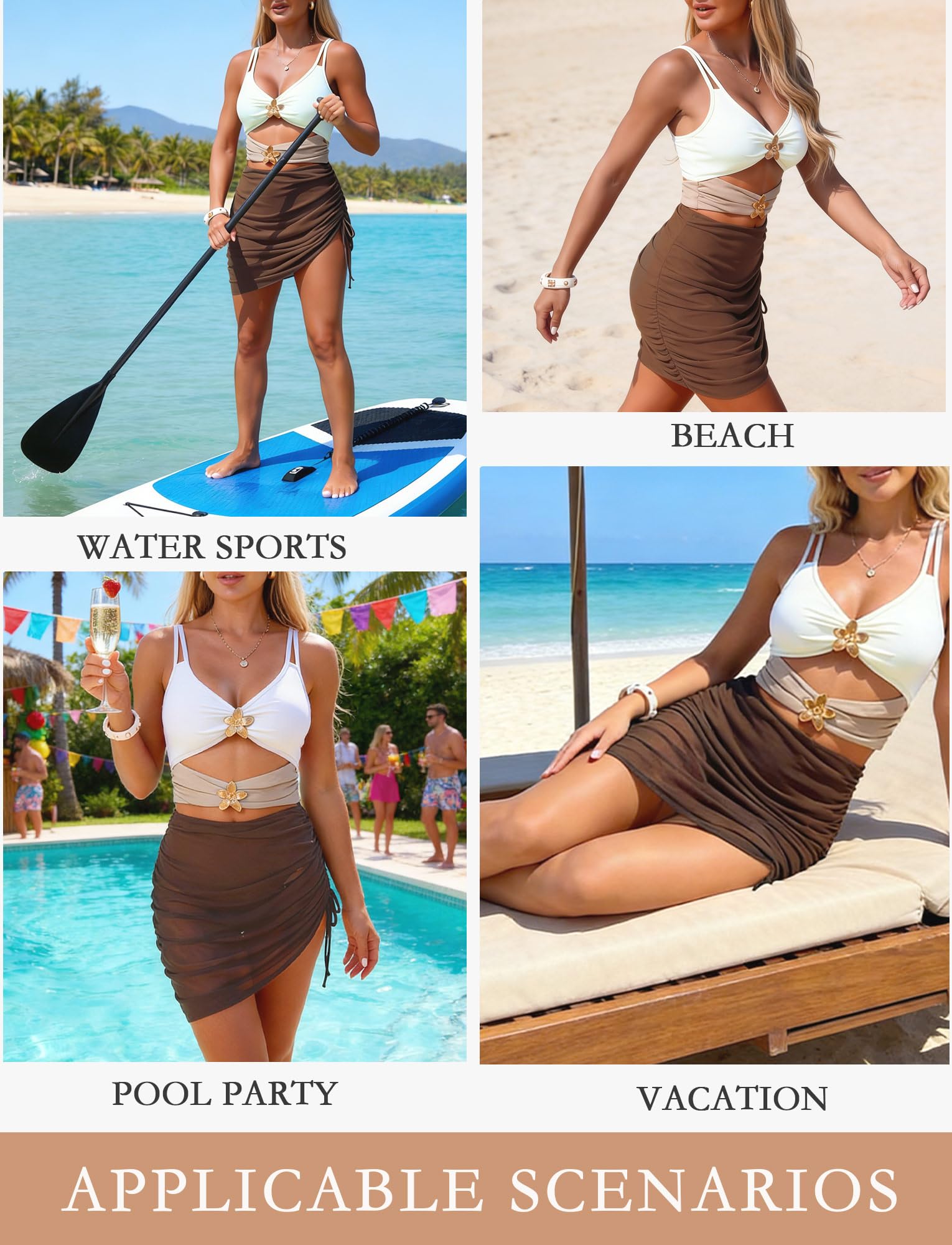 Femme Maillot de Bain Une Pièce Monokini Sexy Cut-Out Maillot de Bain Push Up avec Découpes et Pièces Métalliques XS-L(EU)=Tag S-XL