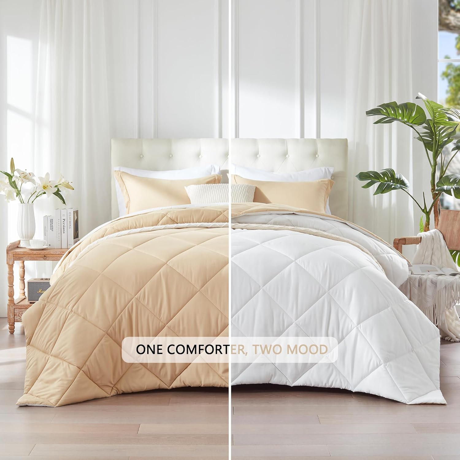 NexHome Down Alternative Solid Comforter Set Twin Size, Lightweight Comforter Set Thin Microfiber Reversible