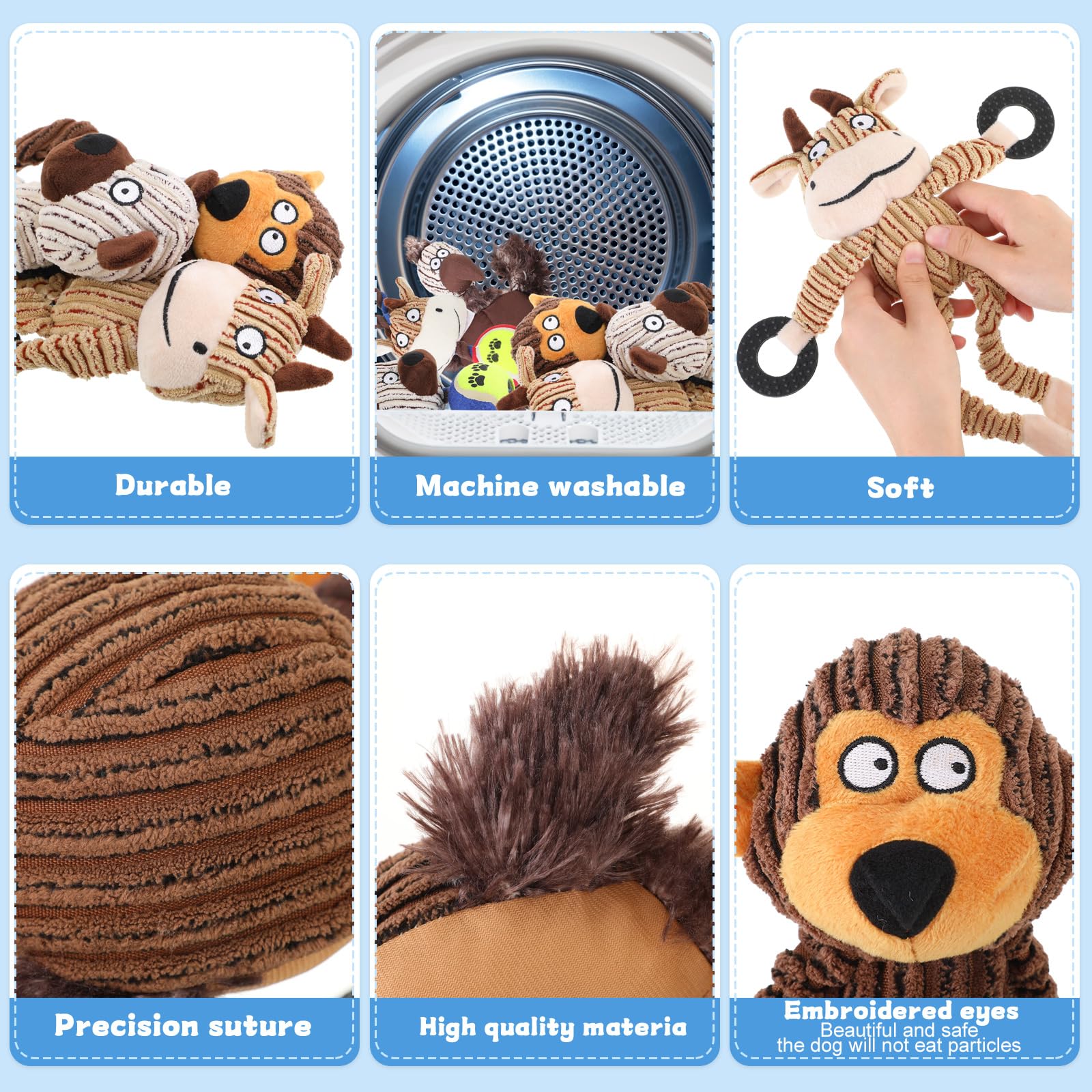 Honoson Quietschendes Plüsch-Hundespielzeug, langlebig, niedlich, weich, für Zahnen, Stofftiere, Kauspielzeug, quietschendes Plüsch für Welpen, kleine, mittelgroße Hunde (schönes Tier)