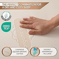 Vista 3 de Protección de colchón Deluxe impermeable orgánica Queen - Certificada de algodón orgánico transpirable Funda de colchón de nueva comodidad 280 GSM