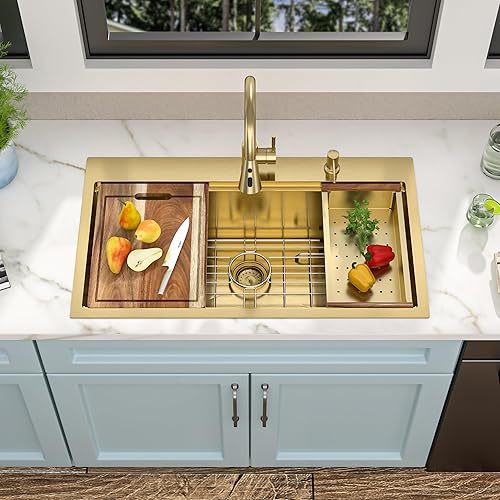 Vista 105 de Fregadero de estación de trabajo para exteriores de 21 x 20 pulgadas, fregadero de preparación de barra de acero inoxidable 304 calibre 16 con tapa