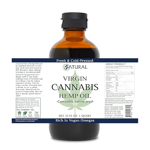 Miniatura 3 de Aceite de cáñamo, antiinflamatorio, alivio del dolor, 100 % puro, prensado en frío, Omegas Vegano de alta calidad 3 y 6, sin rellenos ni aditivos,