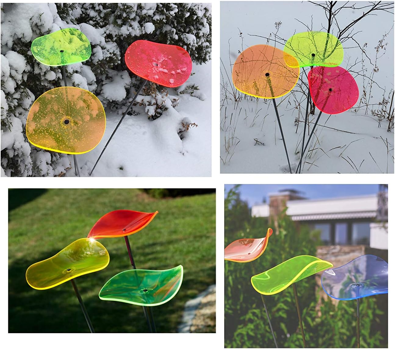 Cazador-del-sol Suncatcher- (3) Piece Acrylic Set – 24” Tall x 6” Wide – Fiberglass Pole -Blue-Orange- Lemon …Ideal Garden, Patio, Balcony Size