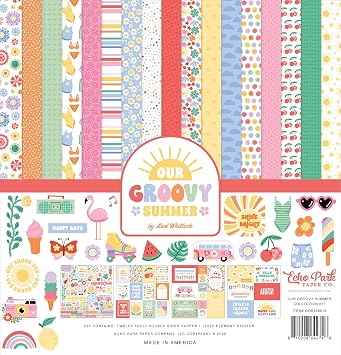 Our Groovy Summer Collection Kit for Cardmaking and Scrapbooking, 12x12 Double Sided Paper Kit