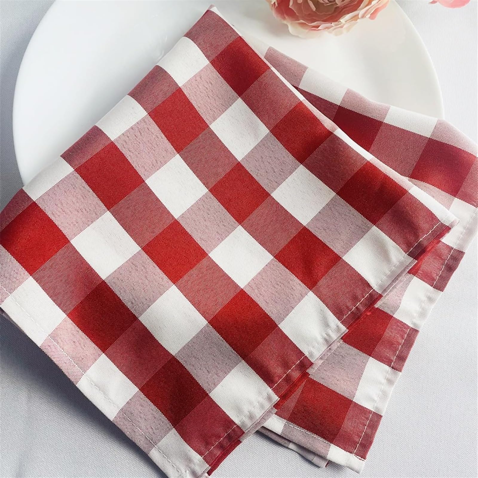 Tovagliolo di stoffa di cotone, 10/20 pezzi 45 * 45 cm 18 * 18 pollici Tovaglioli di stoffa scozzese di bufalo blu caffè for banchetti di Natale Tavolo da cucina Tovagliolo Mat Strofinacci (Color : B,