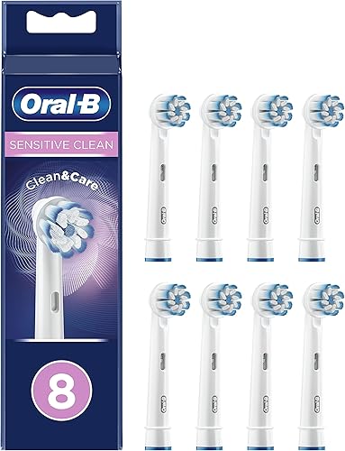 Oral-B Sensitive Clean - Cabezales de repuesto para cepillo de dientes eléctrico, 8 cabezales de repuesto, color blanco, 7.05 oz