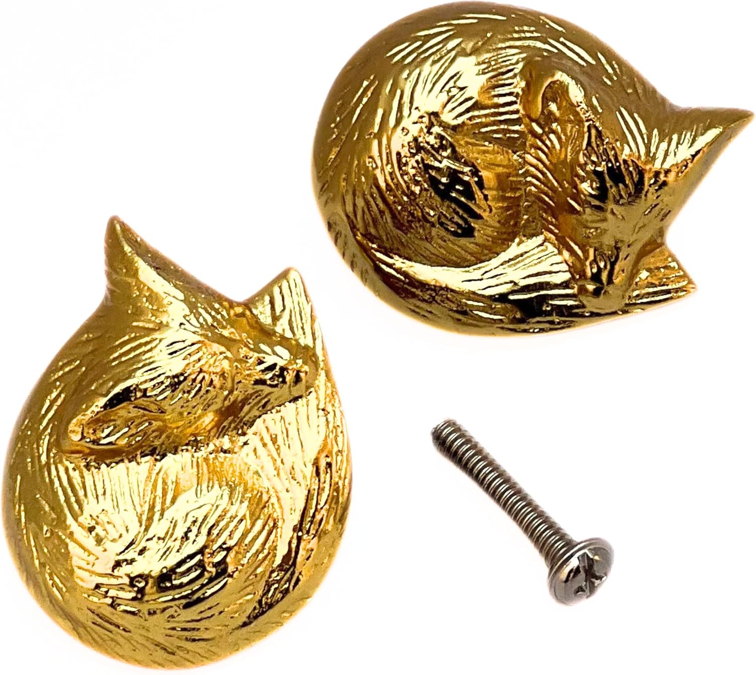 collectiblesBuy Shiny Brass Sleeping Fox Cabinet Knobs – Animal Drawer Pulls for Room, Cupboard, Closet, Dresser & Furniture Hardware | Wood Decor Knob Set (Pack of 2)