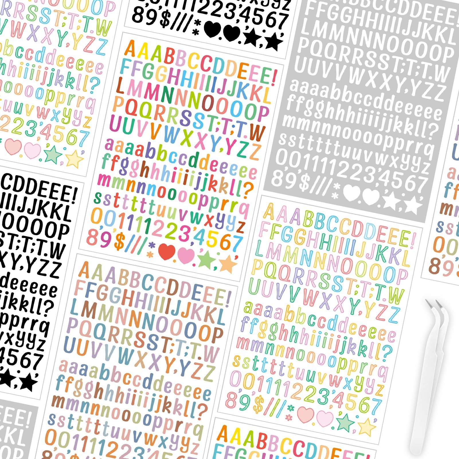 30 Sheets Vinyl Letters Stickers Small, Tiny Letter and