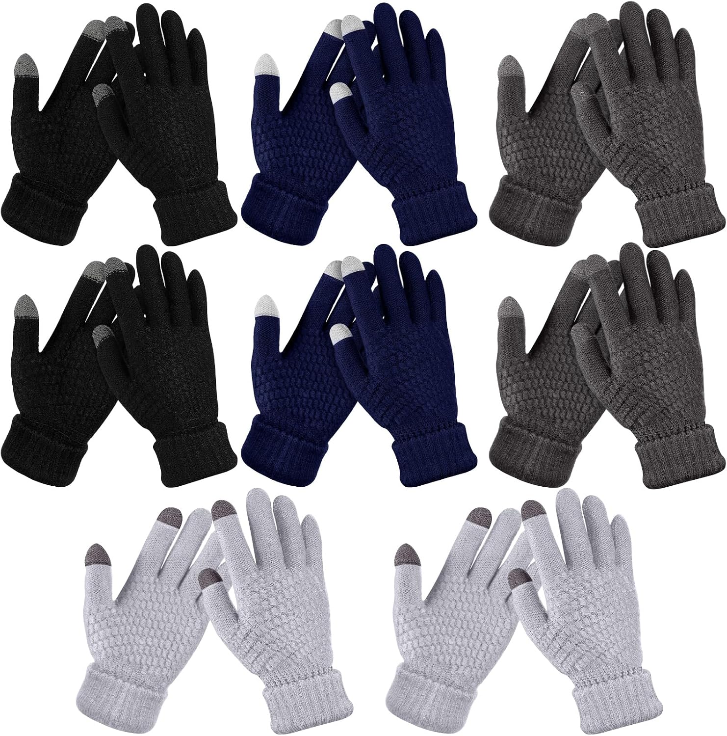 SATINIOR 8 Pairs Women's Winter Gloves Warm and Fleece Lining Knit Touchscreen Elastic Cuff Texting Gloves
